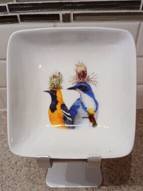 Vicki Sawyer Porcelain Snack/Trinket Dish with Birds